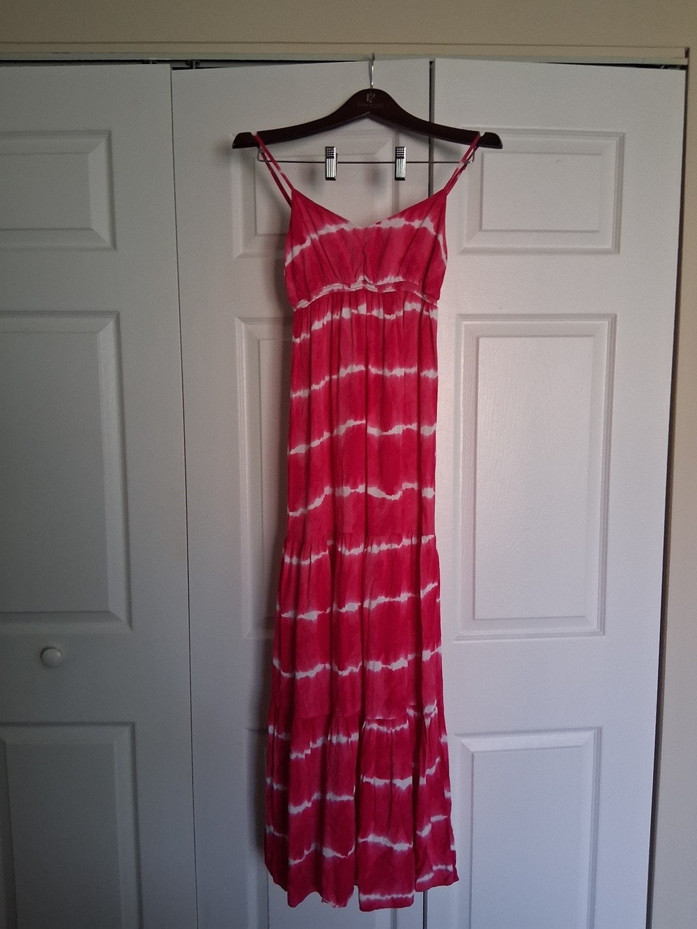 Aeropostale Hot Pink and White Tie-Dye Maxi Dress